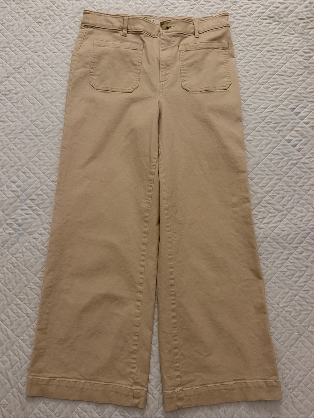 LOFT Palmer Wide Leg Twill Pants Cream Beige Size 12 EUC - Picture 3 of 8